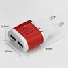 Färgrik 5V 2A 2PORT Dual USB EU-kontakt Väggladdare Hem Travel Power Adapter Cargador de Celular för Android Telefon 500ps