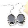 6 paires LuckyShine naturelles Noir Onyx Boucles d'oreilles argent 925 plaqué ovale Femmes Boucle d'oreille en mode Femme Accessoires Bijoux