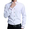 Oxford Dress Shirt Herr 5XL Business Casual Långärmade Skjortor Herr Office Slim Fit Formell Camisa Vit Blå Rosa Märke Mode1