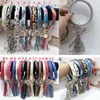 Wristlet PU Leather Tassels Bangle Keychain Women Bracelet Key Ring RLilly Inspired Bracelet Key chain Sunflower Leopard Cactus Keyring