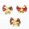 Christmas Bow with Bells Xmas Tree Pendant Hanging Ornaments Xmas Bowknot Decoration Crafts Supplies Party DIY Decor JK1910