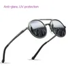 Luxary-New Mäns Polariserade UV-skydd Solglasögon Retro Aluminium Magnesium Alloy Round Frame Anti-Glare Driving Solglasögon + Lyxbox