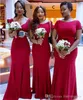 2019 Arabski Południowoafrykański Red Druhna Dress Mermaid Wiosna Summer Formalne Wedding Party Guest Honor Gown Plus Size Custom Made