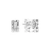 CZ Diamond Ring Boucles d'oreilles ensemble de bijoux de mariage en argent 925 pour Pandora Sparkling Square Halo Stud Boucles d'oreilles Anneaux avec boîte d'origine pour les femmes