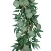 Dekorative Blumen Kränze ABFU-6,5 Fuß Künstlichem Eukalyptus Girlande und 6 Fuß Weiden Vine Zweige Blattketten Tür Grün Innenräume OU1