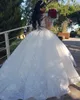 Bola de casamento árabe vestidos deslumbrantes 2020 v pescoço manga longa apliques rendas contas vestido de noiva capela trem vestidos de novia al6056 estidos