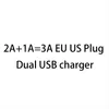 100pcs / lot Vente en gros 2A + 1A = 3A EU US Plug Dual Ports USB Travel Charging AC Wall Charger Adapter Pour smartphone universel android phone