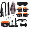 12 stks BDSM Sex Bondage Set Collars Whip Touw Speeltjes Voor Koppels Dames Gay Tepel Klemmen Vibrator Anale Butt Plug Tail J1119