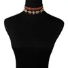 Gros-créateur de mode luxe scintillant cristal doré gothique vintage collier de velours collier ras du cou pour femme