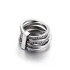 Кубические циркониевые кольца для женщин размером 6-9 золотые / серебряные шесть слоев.