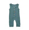 Baby Rompers Boys Girls Solid Sleeveless Jumpsuits Kids Casual Button Bodysuit Pants Child Onesies Sleepwear Payamas Climb Suit YP408