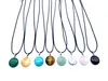 Platte ronde reiki stenen turquoise roze quartz charms hanger ketting voor vrouwen mannen cadeau-accessoires