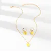 2020 Butterfly Pendant Necklaces And Earrings Set For Women Girls Fashion Pink Gold Necklace Elegant Choker Fashion Sweet Jewelry Gift