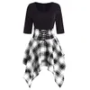 Feitong Kobiety Mini Dress Gothic Preppy Sexy Wysoka Talia Plaid Asymetryczny Hot Casual Kobieta Moda Elegancka Goth Punk Short Sukienka Y19051001