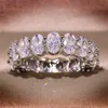 Nowy styl Vintage Moda Biżuteria 925 Sterling Silver Oval Cut White Topaz CZ Diament Party Gemstones Women Wedding Engagement Band Ring