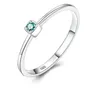 Genuine 925 Silver Green Wedding Rings for Women Minimalist Thin Circle Rings Jewelry Carving S925