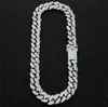 Hip Hop Bling Iced Out 20mm 16-24Inches Heavy Cuban Link Kedja Halsband Guld Silver Smycken För Män