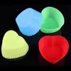 Vente en gros - 12pcs coeur forme cuisine gâteau moule tasses silicone cupcake chocolat cuisine artisanat revêtement de cuisson moule en gros 7 cm