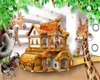 Papier peint 3d personnalisé beau dessin animé 3D Animal petite maison fond peinture murale papier peint mural