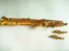 Brandneues Sopransaxophon SAX Bb Messing lackierter Goldkorpus und Klappen mit Kofferriemen Mundstück Holzblasinstrument