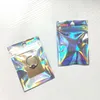 14*20cm 100pcs Hologram Zip Lock Flat Bottom Package Bag Gift Colorful Phone Accessories Package Bags with Hanger Hole,Rainbow Pack Pouches
