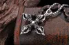 Vente en gros - Punk Cross Tête de Crâne Bouddhiste Artefact Titane Acier Incrusté Zircon Panlong Dragon Sculpté Croix Vajra Pendentif