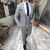 Groomsmen Light Grey Groom Tuxedos Notch Lapel Men Suits Wedding Best Man Bridegroom (Jacket + Pants + Vest + Tie)