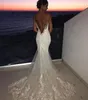 Vestidos de novia de sirena sin espalda 2019 Niñas negras sudafricanas Encaje Jardín País Iglesia Novia Vestidos de novia por encargo Tallas grandes