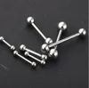 Tong Barbell Ring Roestvrij staal 70 stks Lot Mix 7 Maten Body Piercing sieraden Tongring Fashion2439319