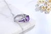 Vintage Elegante Pietra Rotonda Feb Birthstone Anelli di Pietre Preziose Viola per Le Donne Anello di Barretta d'argento Gioielli da Sposa Amante Regali