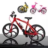 Giocattolo per bicicletta modello pressofuso, mountain bike pieghevole, bici da corsa su strada, bici rosa chiaro per ragazza di città, ornamento, regalo di compleanno per bambini di Natale, collezionismo