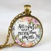 Antiek Brons Handgemaakte Bijbelvers Ketting Glas Cabochon Hanger Ketting Schrift Citaat Sieraden Christelijke Partij Vrouwen Geschenken6565674