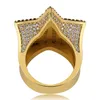 Heren Ringen Street Fashion Luxe 18K Vergulde Vijfpuntige Ster Vinger Ringen Hip Hop Zirkoon Ringen Jewelry2724