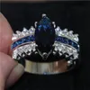 Offre spéciale luxe bleu marquise coupe 3 carats simulé diamant bague de mariage pour les femmes ont S925 Logo réel 925 bagues en argent doigt
