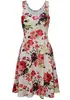 Klänningar Kvinnor Kläder Blommigtryck Sundress Ärmlös Casual Dress Fashion A Line Klänningar Sexiga Tunika Toppar Kvinnors Kläder Vestidos B4540