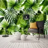Fond d'écran mural 3D personnalisé Tropical Rain Forest Banana Leaves PO Mindicules de salon Restauration Café fond de papier peint mural 16455582