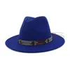 Fashion- Wide Brim Hats Wool Felt Fedora Men Woman Panama Hats Leisure Jazz Formal Hat Chapeau Trilby Leather Decorated