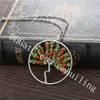 10Pcs Peridot Tree of Life Necklace Green Olivine Gemstone Pendant Wire Spring Jewelry August Birthstone Genealogy Gift for Women, Mom, Wife