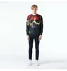 패션 할로윈 남성 디자이너 까마귀 가을 겨울 럭셔리 3D 인쇄 화재 두개골 후드 남자 해골 스웨터 스포츠 streetwear