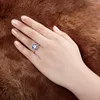 Ainuoshi 6 quilates asscher corte solitário azul anéis criados tanzanita pedra preciosa noivado casamento anel de prata esterlina jóias y20012509206