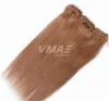 VMAE 140g extensions à clips pinces à cheveux filles #613 #60 Double Drawn 100% cheveux humains brésiliens russes couleur naturelle blonde extensions à clipser