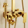 Luxury Gold Finish Brass Shower Head with Gun Sprayer Bathroom Shower Water Taps