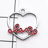 Granel 100 unids/lote dijes de corazón palabra amor encantos colgante 18*18mm bueno para la fabricación de joyas artesanales DIY