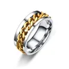 Stainless Steel Removable Spin Ring band rings Rotatable gold chains mens fashion jewelry will and sandy