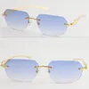 Silver Gold metal leopard Series Panther Rimless Sunglasses Men Women with Decoration Wire Frame Unisex Eyewear for Summer Outdoor233V