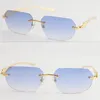 Gafas de sol sin montura de metal dorado plateado para hombres y mujeres con marco de alambre decorativo Gafas unisex para verano al aire libre Lente UV400 masculina y femenina