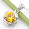LuckyShine 12 piece Vintage Round Peridot Citrine Blue Topaz Gems Silver Necklaces for Women Mother Gift Pendants 7 Color173A