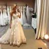 Sheer Neck Illusion Retour Robes De Mariée Floral Appliques Dentelle Perles Ceinture Une Ligne 2019 Romantique Robes De Mariée Taille Personnalisée193c