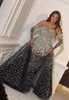 2020 Árabe Aso Ebi Negro brillante Vestidos de noche atractivos Lentejuelas con cuentas Vestidos de baile Sirena Fiesta formal Vestidos de segunda recepción ZJ553