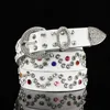 Nowa modna moda luksusowy projektant musujące piękny kolorowy diament cyrkon kryształ kobiety skórzany pas czarny biały 3,6 stóp